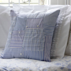 Blue and white patchwork cushion by Sophie Conran