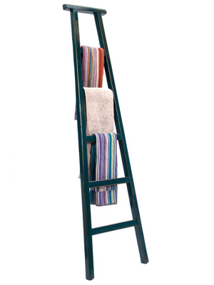 Lacquered wooden Chinese workman's ladder in teal from Orchid furniture - bathroom storage ideas - homes - allaboutyou.com