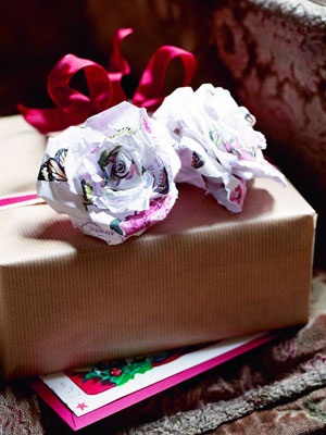 Cl dec13 Make paper roses for Christmas wrapping - Make paper roses - Christmas craft ideas - allaboutyou.com