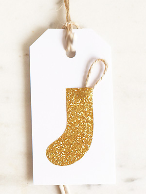 PP glitter stocking Christmas gift tag