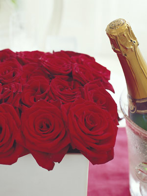 red roses and champagne