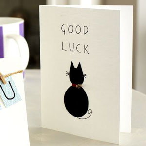Make a cute cat design good luck card