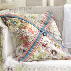 Floral and striped cushion by Sophie Conran