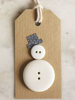 Make a button snowman gift tag