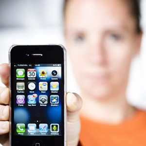 woman holding iPhone