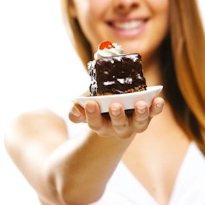 123 woman holding chocolate cake