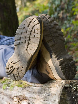 closeup of walking boots on prone walker, free walks nationwide guide