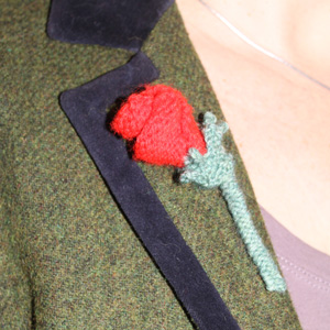 Knitted rose brooch, a free knitting pattern from allaboutyou.com