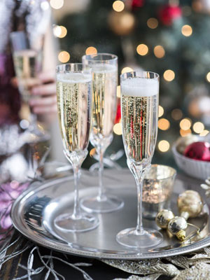 Glasses of champagne on try - Prima Christmas party - London events - allaboutyou.com