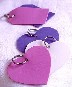 heart shaped pink key rings