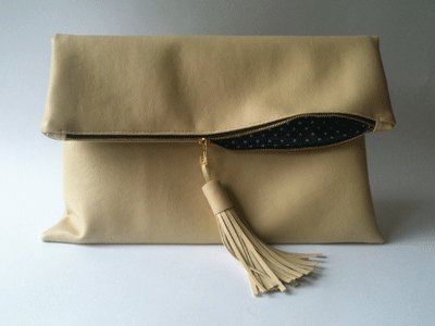 Faux leather clutch bag with tassles, make a handmade bag with allaboutyou.com