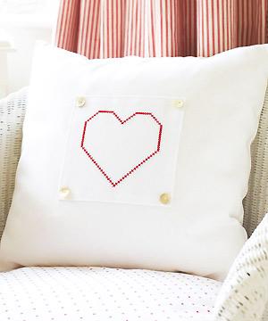 cross-stitch heart cushion to sew