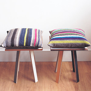 two striped cushion covers to crochet, from Crochet Workshop by Erika Knight