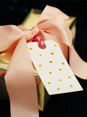 Gold embellished handmade Christmas gift tags