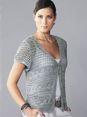 knit lacy cap-sleeved cardigan