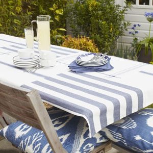 Tablecloth on table outside