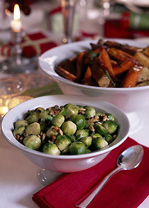 brussells sprouts, caramalised shallots and pine nuts - easy Christmas recipes  - food - allaboutyou.com