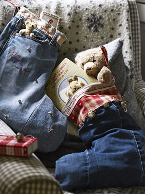 Christmas stockings made out of jeans - Make a Christmas stocking out of your old jeans - Craft - allaboutyou.com