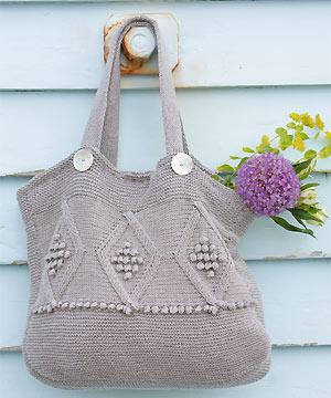 diamond-patterned bag to knit