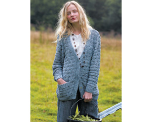 knitted textured cardigan on a model