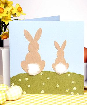 Easter bunnies greetings card to make -  How to make an Easter card with fluffy-tailed bunnies - Cracking craft ideas for Easter - Craft - allaboutyou.com
