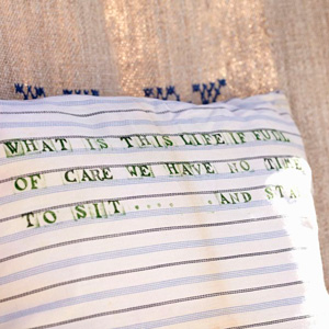 Striped handmade cushion with personalised printed message - Make printed message deckchair headrests  - allaboutyou.com