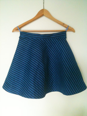 Blue striped skater skirt; free sewing patterns from allaboutyou.com