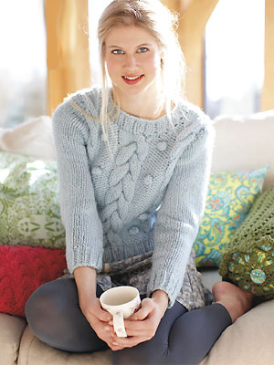 knit cabled plait and bobble sweater