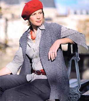 woman wearing  plus-size knitted waistcoat